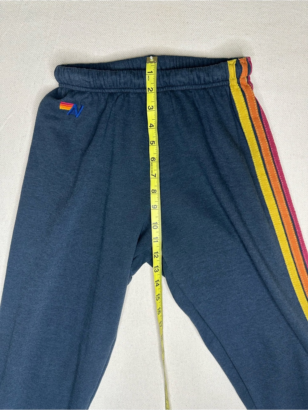 Aviator Nation Navy 5 Stripe Rainbow Sweatpants Joggers Comfy Loungewear Small - Picture 7 of 8